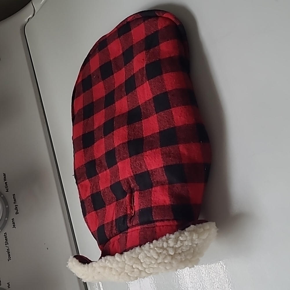 Wag&Bone Dog Jacket Buffalo Check Red Black Shearling Size Small